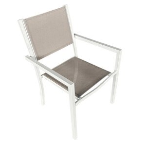 Tempo Kondela Zahradní stohovatelná židle DORIO - bílá ocel/světle šedá + kupón KONDELA10 na okamžitou slevu 3% (kupón uplatníte v košíku)