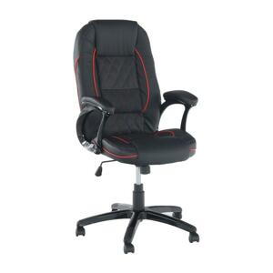 Tempo Kondela Kancelářská židle PORSHE NEW - ekokůže černá/červený lem + kupón KONDELA10 na okamžitou slevu 3% (kupón uplatníte v košíku)