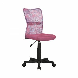 Tempo Kondela Dětská otočná židle GOFY, růžová/vzor/černá + kupón KONDELA10 na okamžitou slevu 3% (kupón uplatníte v košíku)