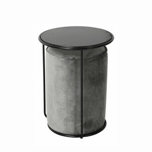 Tempo Kondela Set stolek a taburet LEILA - šedá Velvet látka/tmavě šedá + kupón KONDELA10 na okamžitou slevu 3% (kupón uplatníte v košíku)