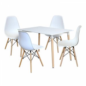 Idea Jídelní stůl 120x80 UNO bílý + 4 židle UNO bílé