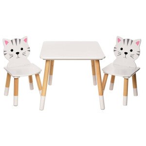 bHome Dětský stůl s židlemi Kočička DSBH1389