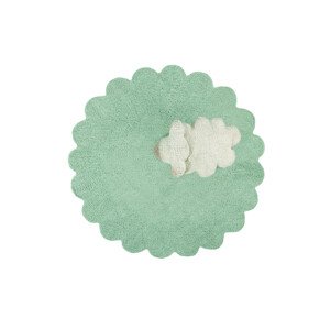 Lorena Canals Pro zvířata: Pratelný koberec Puffy Sheep bílá, zelená 140x140 kytka