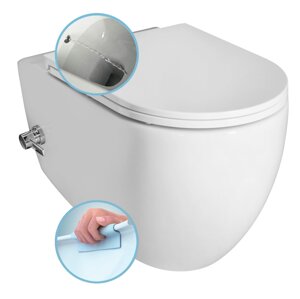 Isvea INFINITY CLEANWASH závěsná WC mísa 36,5 x 35 x 53 cm Rimless integrovaná baterie a bidet. sprška bílá