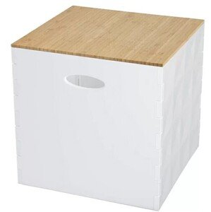 German Plastový úložný box s bambusovým víkem / 31 x 31 x 30,5 cm / bílá / přírodní