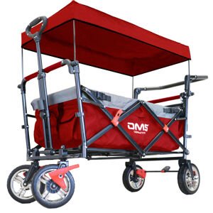 Skládací vozík DMS Germany se střechou / Skládací ruční vozík BW-03 - červený