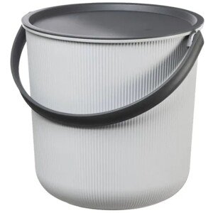 Úložný kbelík s víkem Akita / 53 l / plast / šedá / černá