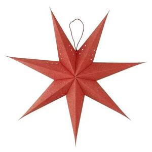 German Závěsná vánoční LED hvězda / 10 LED / 4,5 W / Ø 75 cm / papír / teplá bílá / vnitřní použití / červená