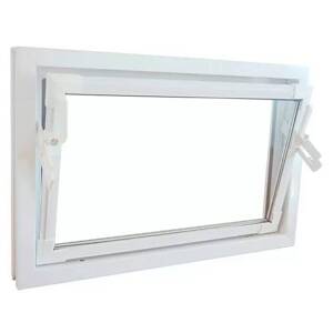 German Plastové sklopné okno Q59 do suterénu / 100 x 50 cm / 2-tabulové izolační sklo / plast / bílá