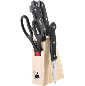 Sada nožů s nůžkami ve stojanu 6 ks Bergner / RB-8810 / dřevo / nerez