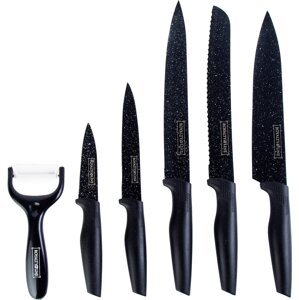5dílná sada kuchyňských nožů s nepřilnavým povrchem a se škrabkou Royalty Line RL-MB5 / černá