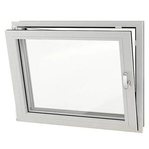 German Suterénní plastové okno vyklápěcí 60 x 40 cm / levé / 2x izolační sklo 24 mm / bílá
