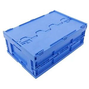 Skládací plastová krabice Walther / 60 x 40 x 23 cm / nosnost 60 kg / dělené víko / polypropylen / modrá