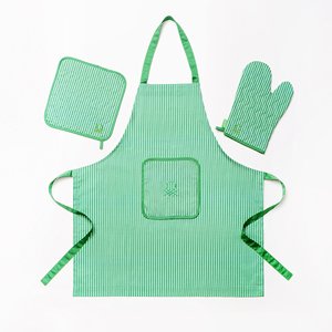 Sada tří kusů - zástěra, chňapka, chňapka čtvercová United Colors of Benetton / zelená / 100% bavlna