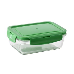 Dóza na potraviny z borosilikátového skla United Colors of Benetton s víkem / 840 ml / polypropylen / zelené víko / transparentní