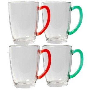 4-dílná sada skleněných hrnků United Colors of Benetton / Rainbow Glass / 300 ml / 4 ks / zelená / červená