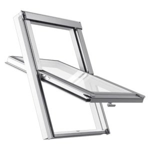 German Střešní okno SKYLIGHT / 66,0 x 118,0 cm / na sklon střechy 15 ° - 90 ° / hliník / PVC / ocel / bílá / šedá