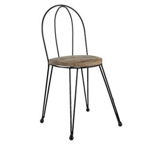 Hnědá kulatá kožená stolička s dřevěnými nohami Marien - Ø36*40 cm Clayre & Eef