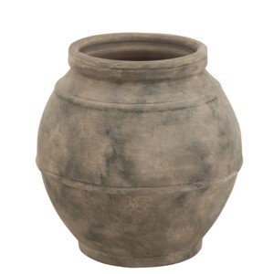 Dekorativní béžový keramický džbán se šedými květy Alana M - 20*14*25 cm Clayre & Eef