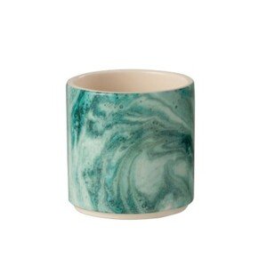 Kovový svícen na čajovou svíčku se zelenou skleněnou miskou     - 11,5*11,5*29,5 cm J-Line by Jolipa