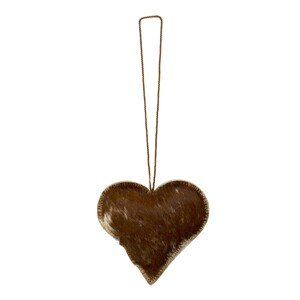 Hnědý kožený polštář se srdcem (bos taurus taurus) - 50*30*5cm Mars & More