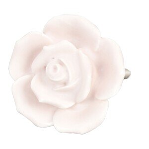 Keramická úchytka Růže bílá - pr 4,5 cm Clayre & Eef