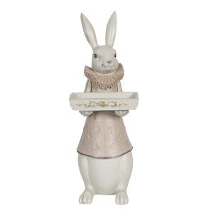 Velikonoční dekorace králíka v krémovo-žlutém provedení Métallique - 4*4*11 cm Clayre & Eef