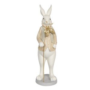 Velikonoční dekorace králíka ve stříbrném provedení Métallique - 12*11*22 cm Clayre & Eef