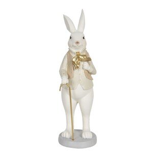 Stříbrná dekorace králíka s mrkví Métallique - 6*6*13 cm Clayre & Eef