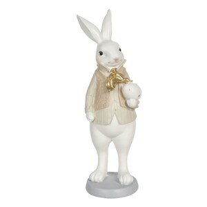Krémová velikonoční dekorace králíka Métallique - 6*6*13 cm Clayre & Eef