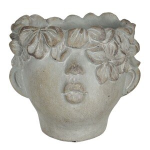 Šedivá skleněná váza s nádechem bronzu - 15*13 cm Clayre & Eef