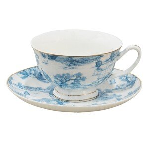 Porcelánový jídelní talíř s modrými květy Blue Flowers - Ø 26*2 cm Clayre & Eef
