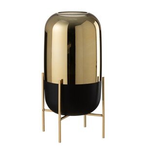 Stolní lampa zlatý Levhart s černým stínidlem - 30*12*47 cm E27/max 1*18W Clayre & Eef