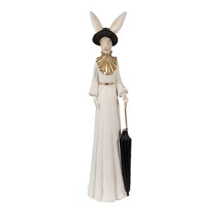 Bílá antik dekorativní dřevěná figurka králík - 10*5*26 cm Clayre & Eef