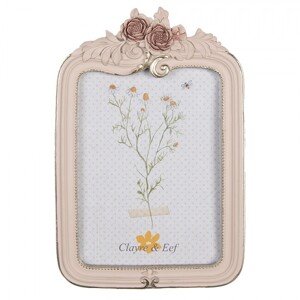 Béžová antik nástěnná polička zdobená květy Brocante - 90*19*100 cm Clayre & Eef