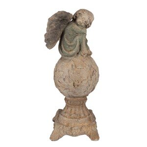 Béžovo-zelená antik dekorace socha anděl Angel Baroque - 18*17*44 cm Clayre & Eef