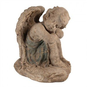 Béžovo-zelená antik dekorace socha anděl Angel Baroque - 37*27*36 cm Clayre & Eef